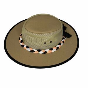 Jab-a-Roo Hat Company Womens M/L Sun Hat Tan Wide Brim Braided Bow Breathable